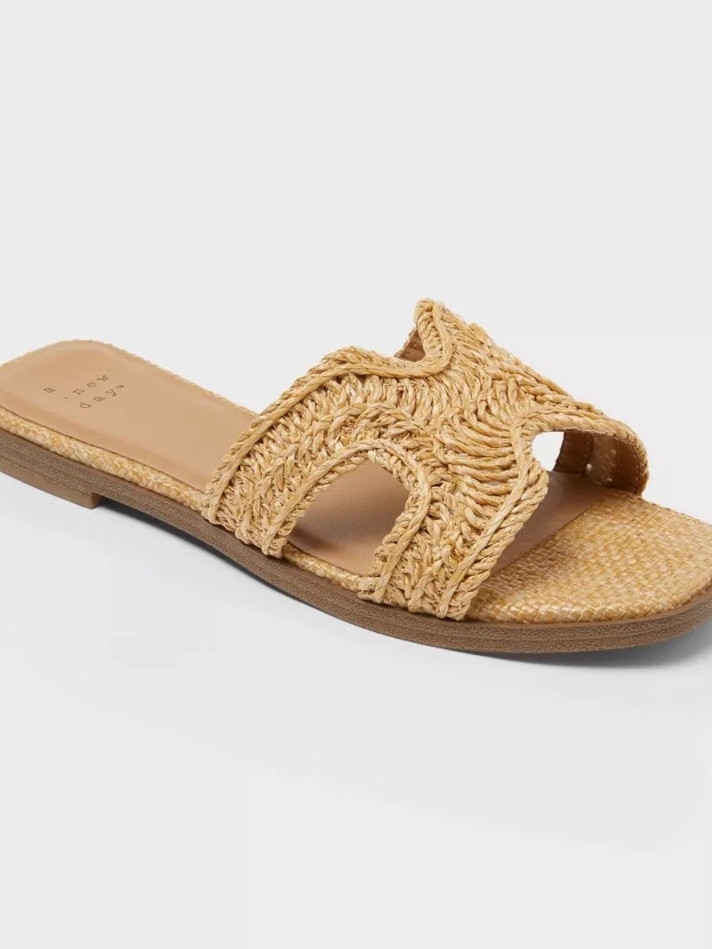 Woven Straw Slide Sandals - Natural